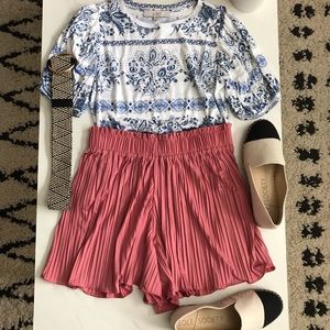LOFT Rose Pink Stretchy Pleated Shorts